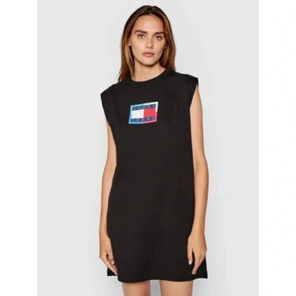 TOMMY HILFIGER Organic Cotton Sleeveless Crew-Neck T-shirt  Dress - Picture 2 of 6